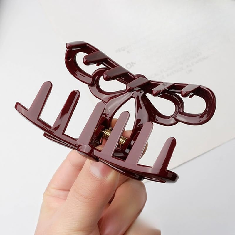 carl vinson® Spring Loaded Small Hair Clip Multi Layered Bow Design Horizontal Clutcher | Brown 2 2