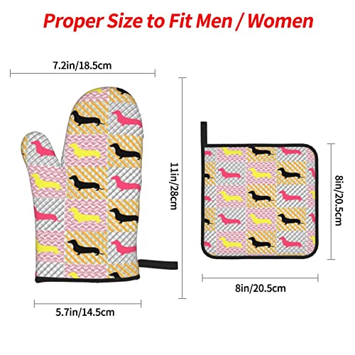 Dachshund Love Dog Gingham Heat Resistant Oven Mitts And Pot Holders Sets #TOP1