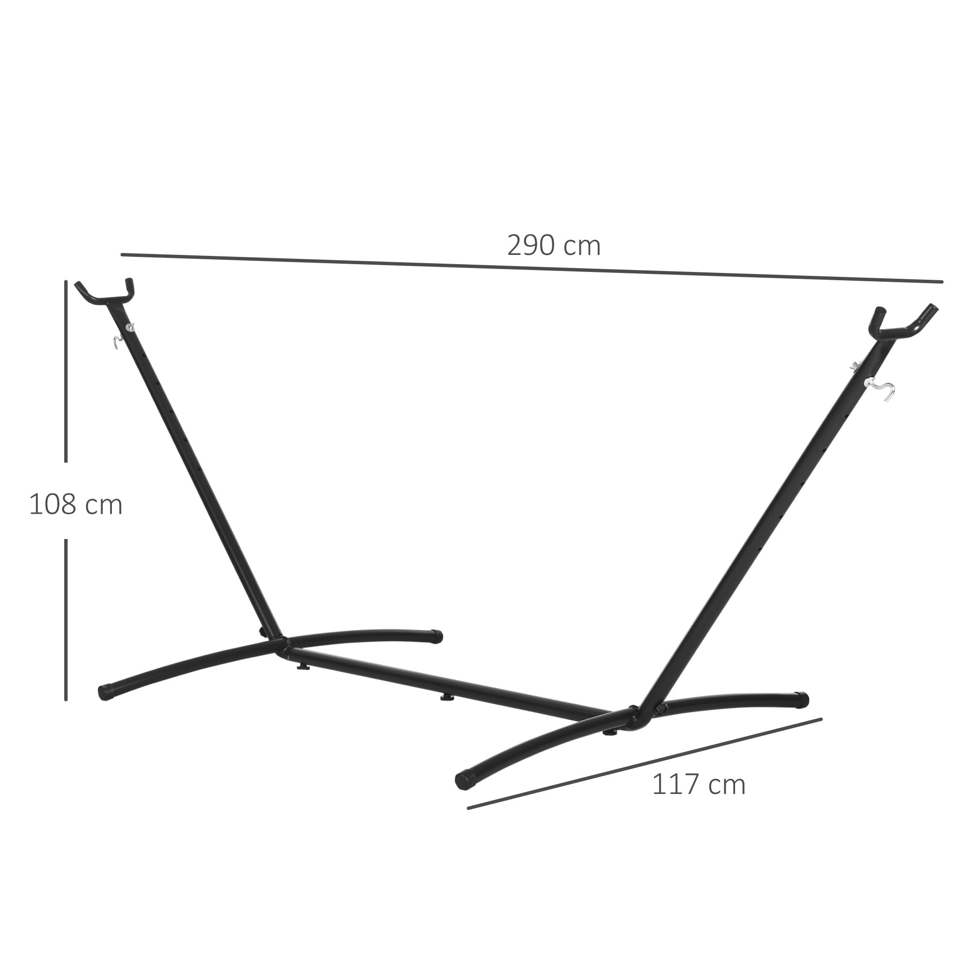 Outsunny Supporto Struttura Portante Max.120Kg per Amaca Regolabile 280x120x110cm Nero