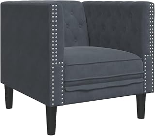 vidaXL Chesterfield Sofa Chair, Upholstered Club Chair with Backrest, Leisure Armchair for Living Room, Modern Style, Dark Gray Velvet