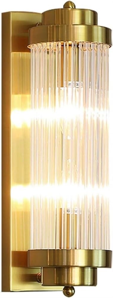 TCHAUSGZOZ Creative Swivel Deformation Wall Lamp - Ribbed Transparent Glass Tube - Vintage for Bathroom, Vanity, Living Room, Bedroom, Staircase, Hallway (Gold, 40cm)