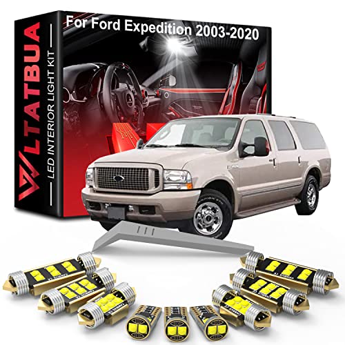 LED Interior Light Kit Package Replacement for Ford Expedition 2003 to 2014 2015 2016 2017 2018 2019 2020, Super Bright 6000K White License Plate Bulbs + Install Tool