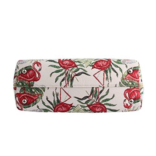 Signare Tapestry Hand & Shoulder Bag For Women |Fashionable Cross Body Bag Purses For Woman |Satchel Bag For Women Girls Teen Flamingo Pink And Green Design |Conv-Flam #TOP2