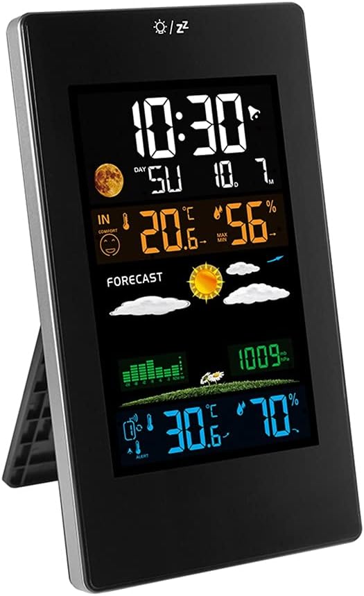 Weather Station Indoor Outdoor Weather Forecaster with Digital Thermometer Hygrometer with Alarm Clock