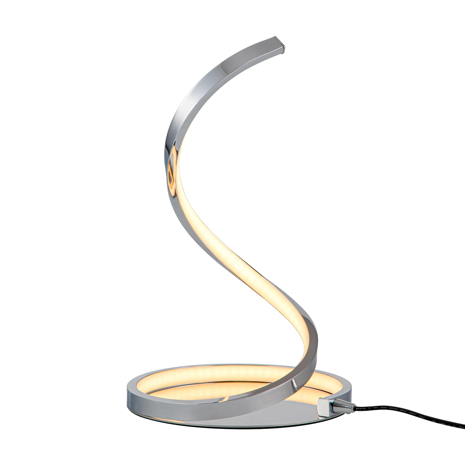 KARMIQI Table Lamp - Modern Spiral Bedside Lamps, 9W LED Nightstand Lamp for Bedroom, Living Room, Office, Chrome