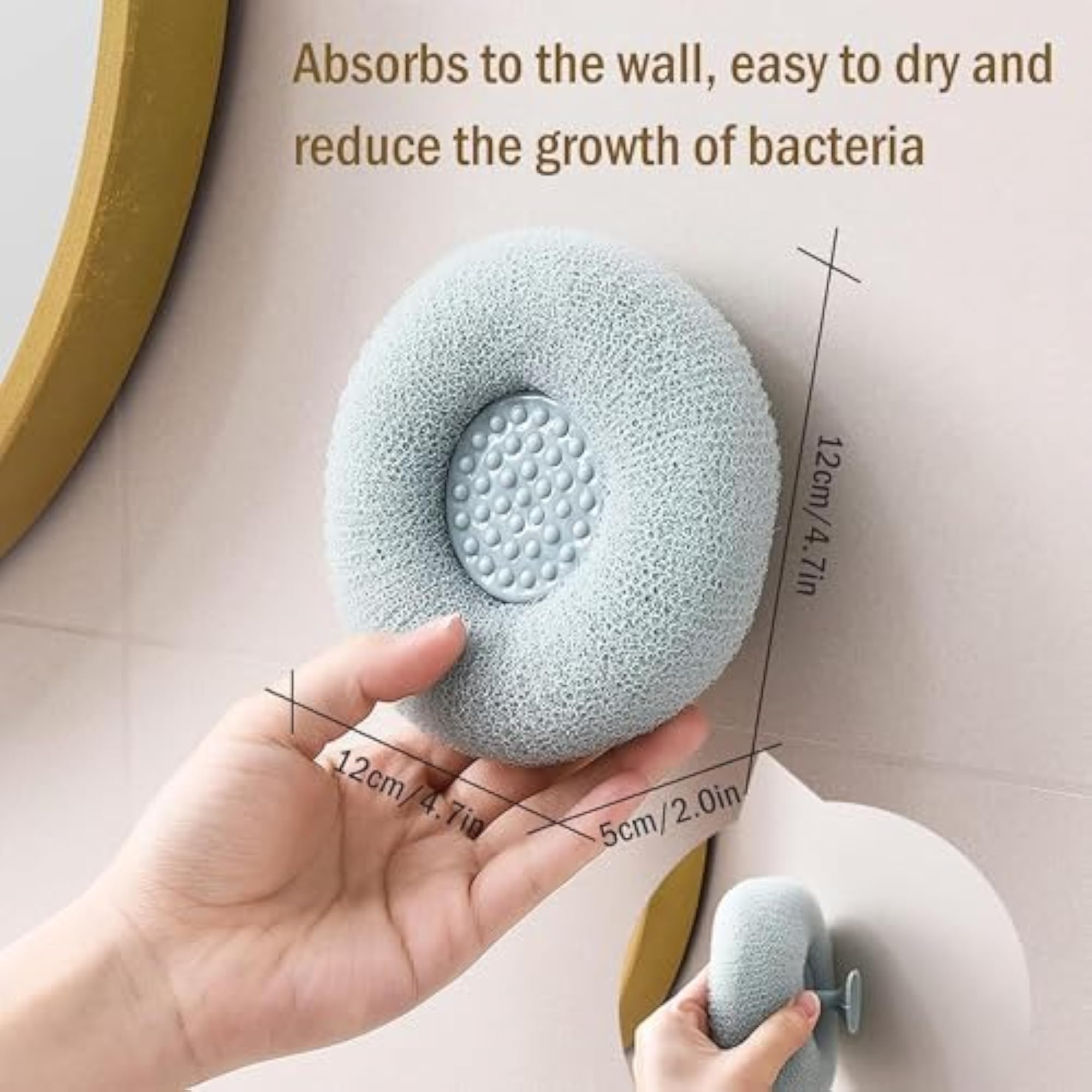 Bath Sponge Cleaning Brush with Suction, Exfoliating Sponge