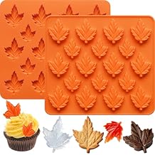 Leaf Silicone Molds, 2 Pcs Maple Leaf Chocolate Molds 36 Cavity Thanksgiving Fall Silicone Candy Mold for Chocolate, Candy, Gummy, Ice Cubes, Jello, Jelly, Biscuits, Cake Decorations