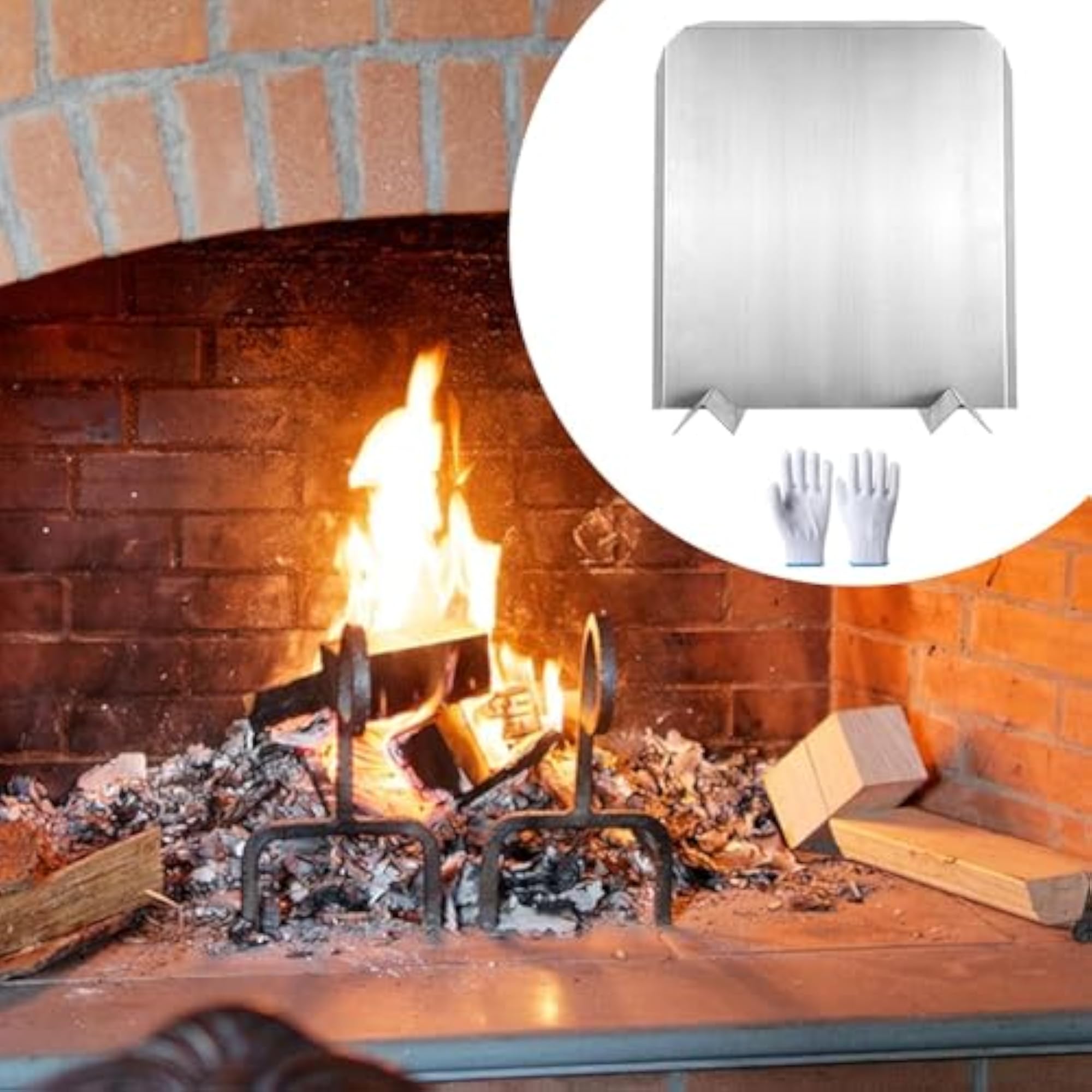 Fireplace Heat Reflector with Feet, Easy Installation