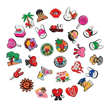 AMAZON - Vikeney 30Pcs Shoe Charms Fit for Bad Bunny Charm Sandals Clog Wristband Pins Accessories Decoration for Women Adults Kids Teens Daughter Birthday Party Favors DIY Gifts