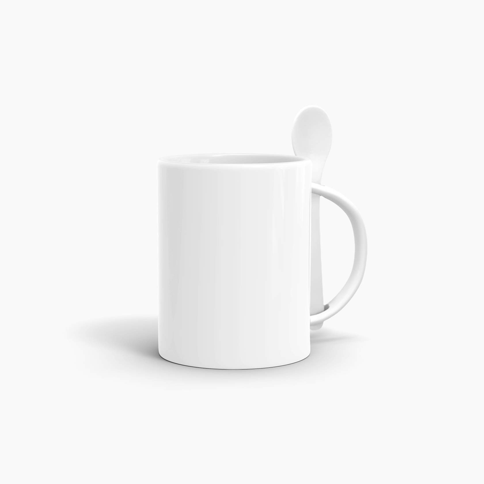 Bastel-Tassen ohne Druck zum Bemalen aus Hochwertiger Keramik Einzeln oder im Set/Mug/Cup/Becher/Pott - Löffeltasse Klassik Weiss 6er Set