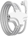 K Kasonic 3 Cord d'extension de sortie, 6 Cordon de rallonge de connecteur plat de pieds, 16/3 SJTW 3-Wire Motivé, 13 Amplificateur 125 V 1625 Watts, cordon d'alimentation tressé avec multi-sortie pour usage intérieur, ETL Inscrit