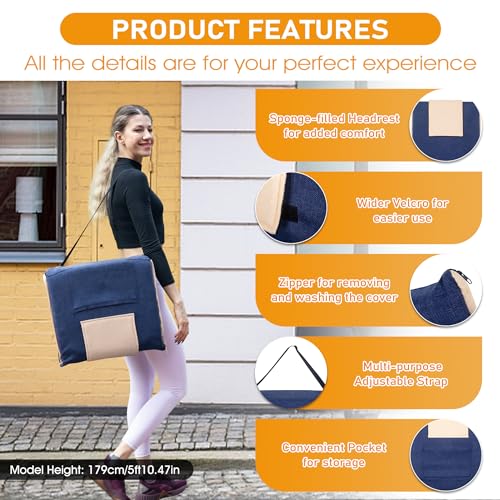 Image of FASTMOMENT 14-Position Adjustable Floor Chair with Back Support - Portable Gound Seating for Adults & Kids, Foldable Meditation Chair with Japanese KOYO Bearings & Washable Linen Cover (Blue)