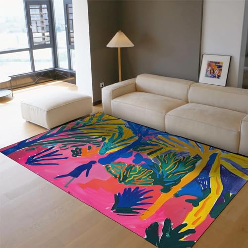 Tapis Matisse aquarelle en peluche douce pour chambre d'enfant et intérieur, 120x210 cm