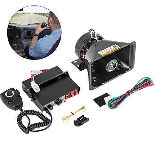 Mophorn 200W Car Warning Alarm Vehicle 7 Sound Loud Warning Alarm Kit MIC System Emergency Fire Siren PA Speaker
