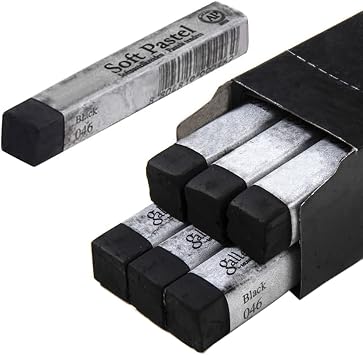 6pcs Square Black Soft Pastel Set, Professional Artists Sketching Chalk Pastels Sticks Oil Painting Kit Art Crayons Non Toxic Individual Color Drawing Soft Pastels for Artist,Beginner