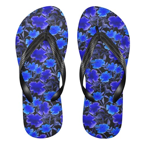 Maple Leaf Sketch Orange Blossom Floral Black Blue Flip Flops for Beach Thong Sandals Anti-slip Lightweight Beach Shoes for Summer Travel Swim
