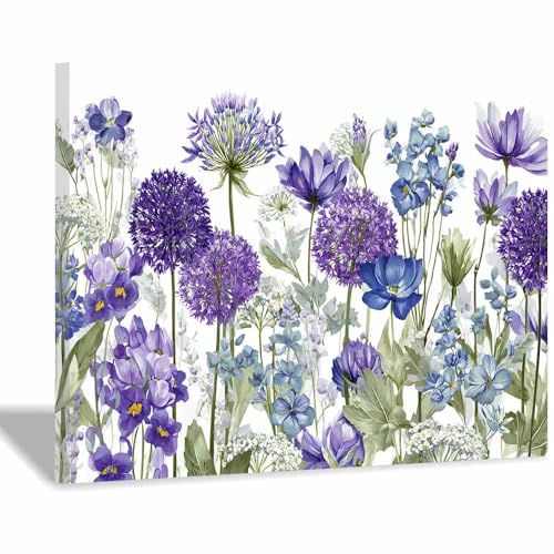 Art mural pour maison XENIOU tableau sur toile violet bleu floral haut de gamme