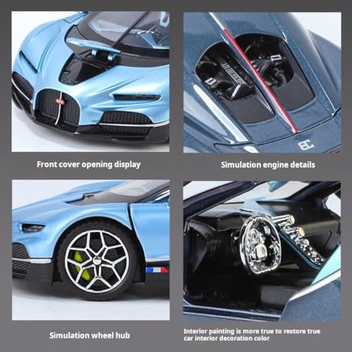 Image of MashesMetal Diecast Bugatti Tourbillon Car Model 1:32 Scale Pull Back Toy Car with Light & Sound Premium Sports Car Model for Kids & Collectors
