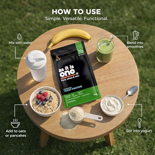 Image of AS-IT-IS One Fermented Yeast Protein - Unflavoured, Unsweetened, 500g, Helps Muscle Protein Synthesis, Higher Absorption, No Bloat or Beany Note, Sustainable Choice for All Ages Adults