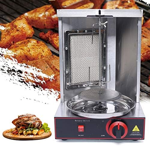 Rotating LPG Gas Doner Kebab Machine Vertical Shawarma Machine Stainless Steel Commercial Gas Grill Meat Machine Barbecue Rotisserie Grill Oven Heavy Duty Grill Smokeless Household Vertical Broiler