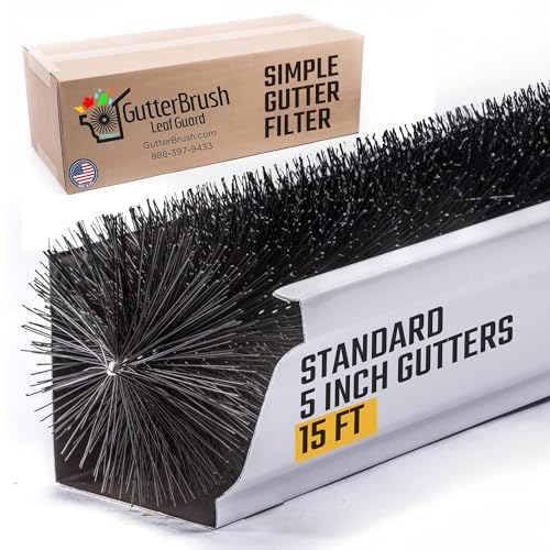 GutterBrush Gutter Guard for 5 Inch Gutters – 15 Ft