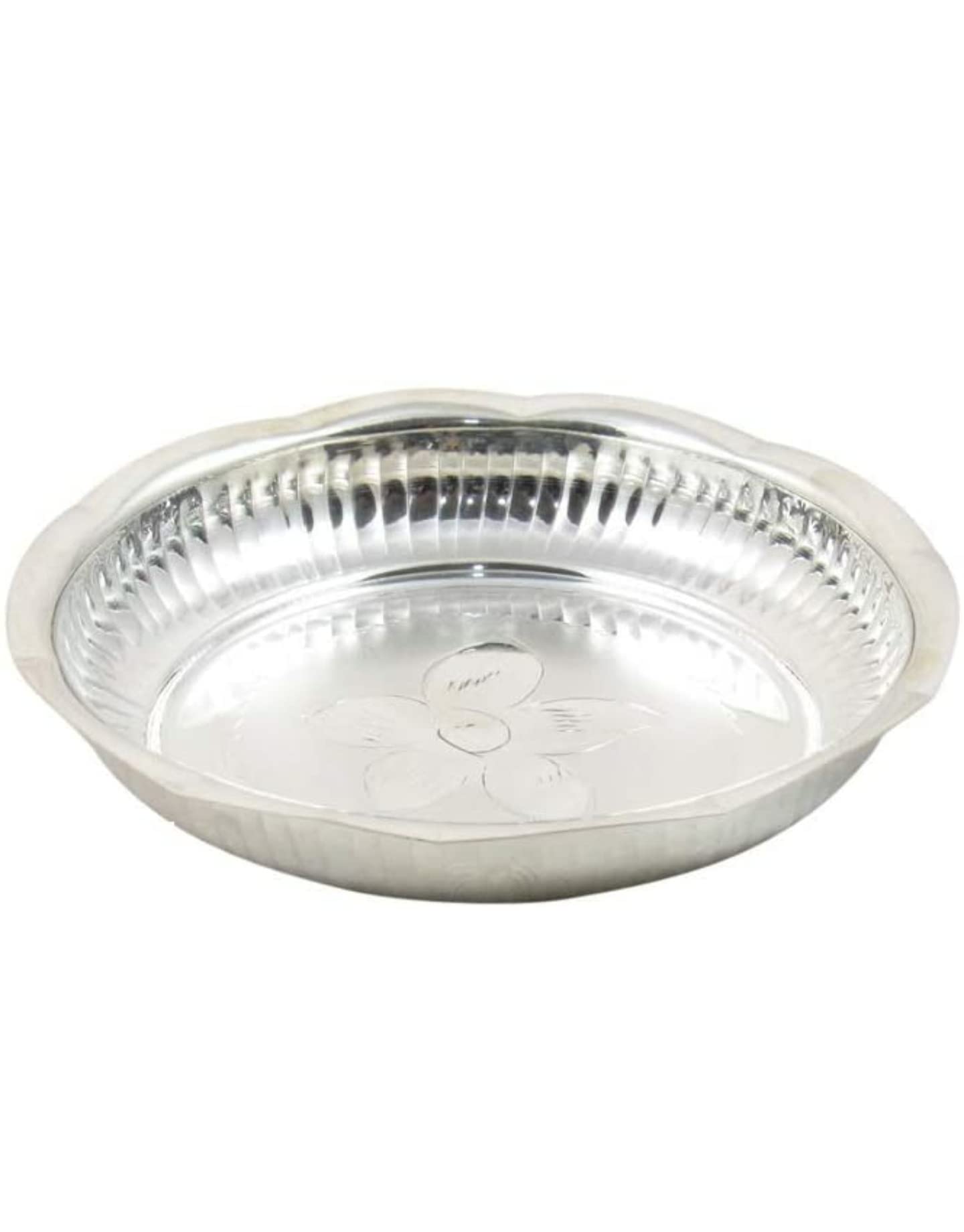 S H Jewels Silver Pooja Thali for Home / Gift (Aruna Plate), Pure Silver Plates 47 Grams