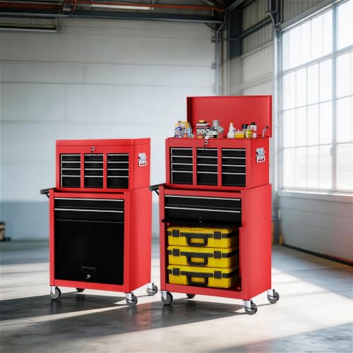 Image of 8-Drawers Rolling Tool Chest, Assembled Tool Cabinet, Removable Top Toolbox, 30% Extra Storage Tool Cabinet Heavy-Duty Lockable Wheels, Tool Rack, Metal Tool Storage Cart for Workshop, 2026 New Red