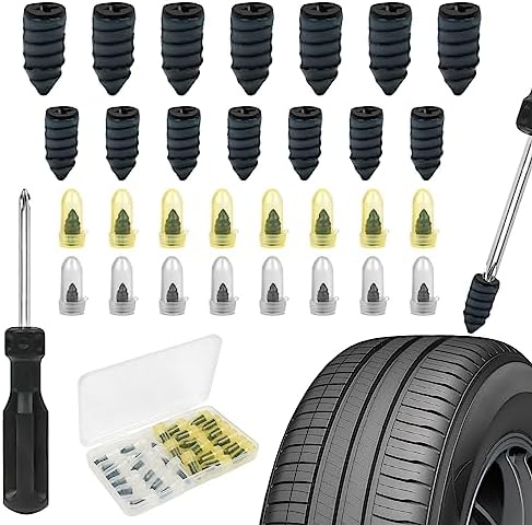 Kit Réparation Pneu - 20 Clous En Caoutchouc (10 Grands + 10 Petits) Avec Tournevis, Pour Voiture, Moto, Vélo