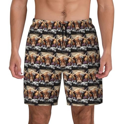 Animal Cow Print Men Stylish Functionality Swim Trunks Breathable Beach Shorts Surfing Gym Fishing