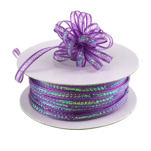 Ben Collection 1/8" X 50 Yards Iridescent Pull String Bows Ribbon (Purple)