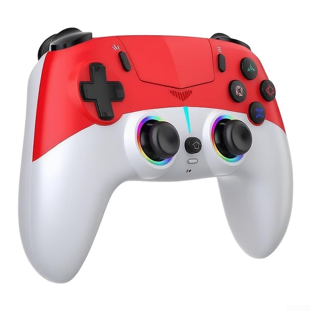 Manette sans fil pour PS5 avec RVB pour éclairage et micro sans fil (rouge)