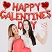 16 Inches Red 'HAPPY GALENTINES DAY' Balloons Banner - Mylar Letter Balloons with 2 Heart Shaped Foil for Galentine's Day Decorations, Friendship Decor, and Valentine's Day Party Supplies