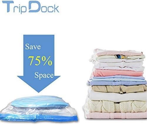 TripDock Space Saver Compression Bags-8 Pack Roll-Up Vacuum Storage Bags for Travel and Home Storage No Pump Needed (4 Large, 4 Medium)