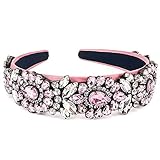 QTMY Fashion Crystal Headbands Baroque Gemstone Hair Accessories Head Band Fashion Headwear Hairbands for Women,Pink