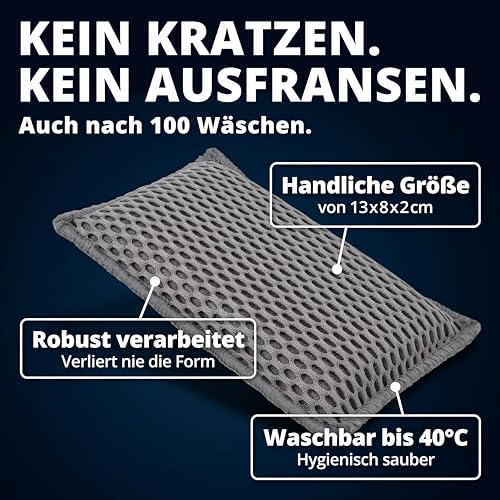 LICARGO Insektenschwamm Auto 3er Set – Mikrofaser-Waben für lackschonende Reinigung – Entfernt Insektenreste, Vogelkot & Baumharz von Glas… – Ansicht 5