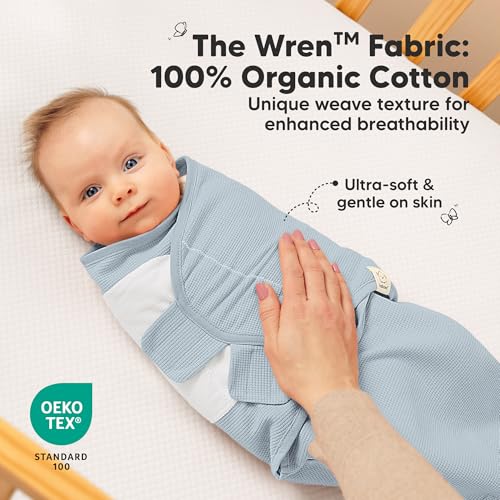 Image of 3-Pack Organic Swaddles for Newborns, Baby Swaddles 0-3 Months (Glacier) | Newborn Swaddle Sleep Sacks, Soft Cotton, Infant, Baby Swaddle Wraps, Girls, Boys, Large Hook & Loop Closure