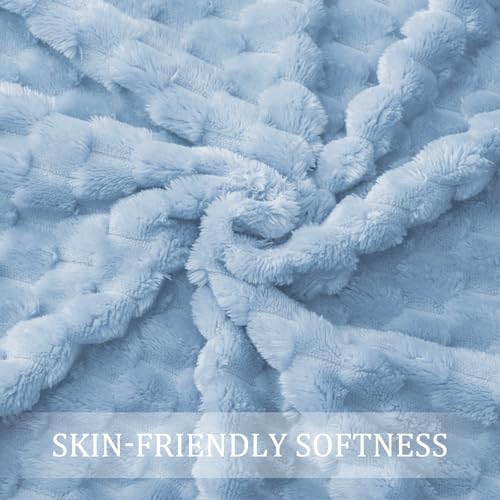Image of Exclusivo Mezcla Fleece Throw Blanket for Couch, Extra Large Fuzzy Stone Blue Bed Blankets, Soft Cozy Plush Sofa Throws for All Seasons, 50x60 Inches