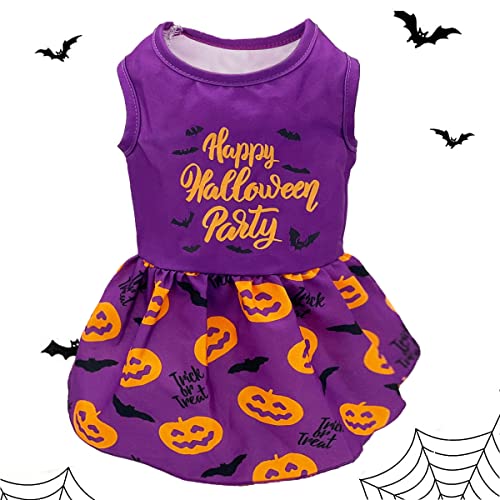 Dog Halloween Witch Dresses Costumes Puppy Skirts Apparel For Funny Pumpkin Head/Bat Party Dress Cosplay Halloween Costume For Small Medium Dogs Cats (X-Large, Purple) #TOP12