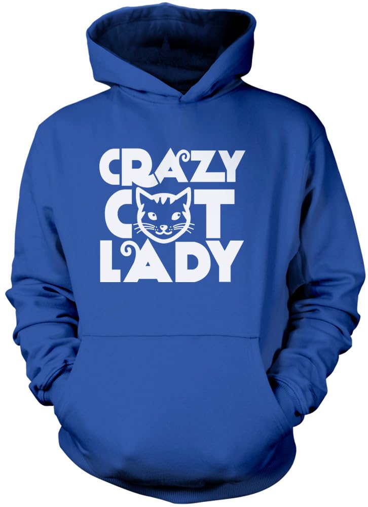 Hotscamp Boys Blue Crazy Cat Lady Unisex Hoodie - XX-Large