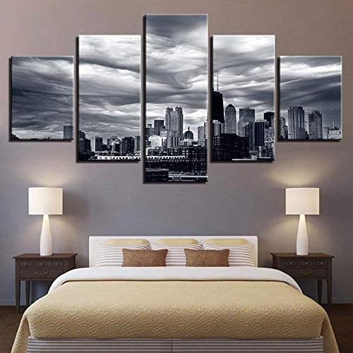 Impression sur toile Ville nuageuse HD : tableau design épuré