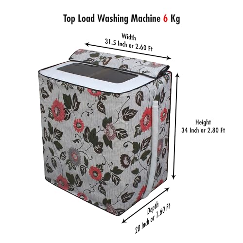 Image of DREAM CARE Waterproof & Dustproof Washing Machine Cover Top Load & Semi Automatic Suitable for 6 kg, 6.2 kg, 6.5 kg (80 x 86 x 51 cms)