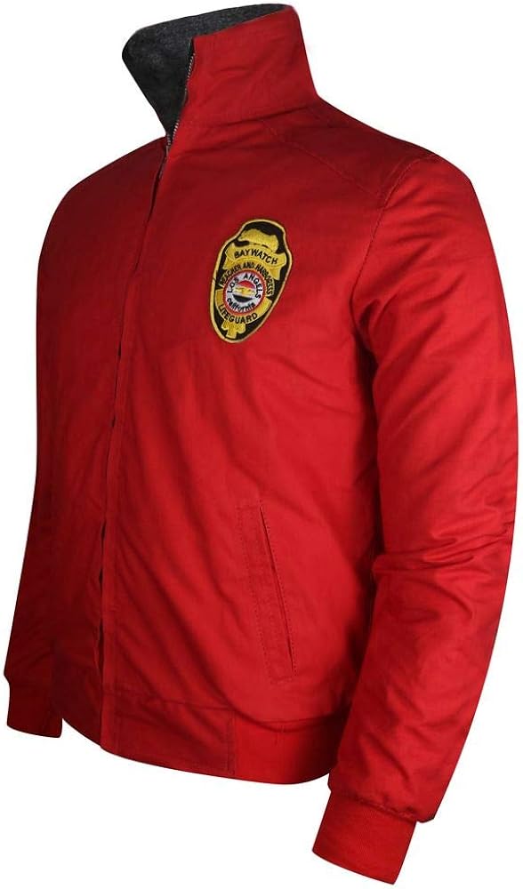 Baywatch Men's Lifeguard Red Bomber Cotton Jacket (XXS (Suitable