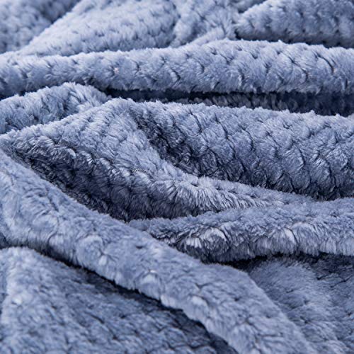 Fuzzy Throw Blanket, Plush Fleece Blankets for Adults, Toddler, Boys and Girls, Warm Soft Blankets and Throws for Bed, Couch, Sofa, Travel and Outdoor, Camping (Queen(80"x90"), XXL-Smoked Blue)
