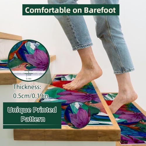 Tapis d'escalier antidérapants perroquet pour sécuriser la maison - 3