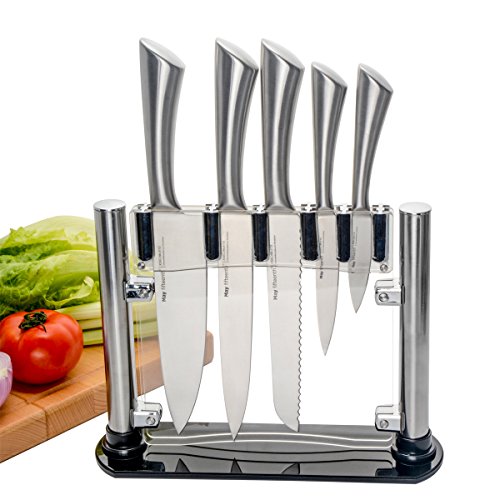 May Fifteenth® Stainless Steel 6 Pieces Kitchen Knives Set (5 Knives plus and Acrylic block) MF-1710K