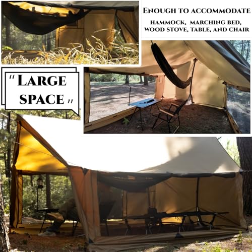 Carpa Hammock Hot Brown para 2-3 personas con estufa portátil miniatura 5