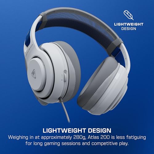 Image of Turtle Beach Atlas 200 Wired Gaming Headset Officially Licensed for PlayStation, PS5, PS4, 50mm Nanoclear Drivers, Flip-to-Mute Mic, Memory Foam Cushions, Floating Headband - White