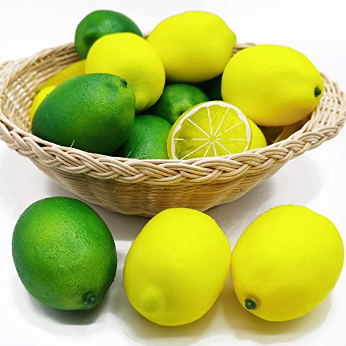 Ronyoung 30Pcs Faux Yellow Lemons Artificial Fruits Fake Lemons Lifelike Simulation For Lemonade Party Kitchen Table Summer Decorations (Yellow) #TOP2