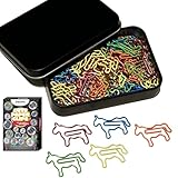 Daxtril Cute Paper Clips, 60 PCS Donkey Shaped Paper Clips Animal Bookmarks Clips, Assorted Colors, Fun Office Gifts for Women Men Coworkers Teachers Students Girls Boys, Valentine Gifts
