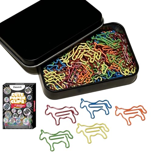 Daxtril Cute Paper Clips, 60 PCS Donkey Shaped Paper Clips Animal Bookmarks Clips, Assorted Colors, Fun Office Gifts for Women Men Coworkers Teachers Students Girls Boys, Valentine Gifts